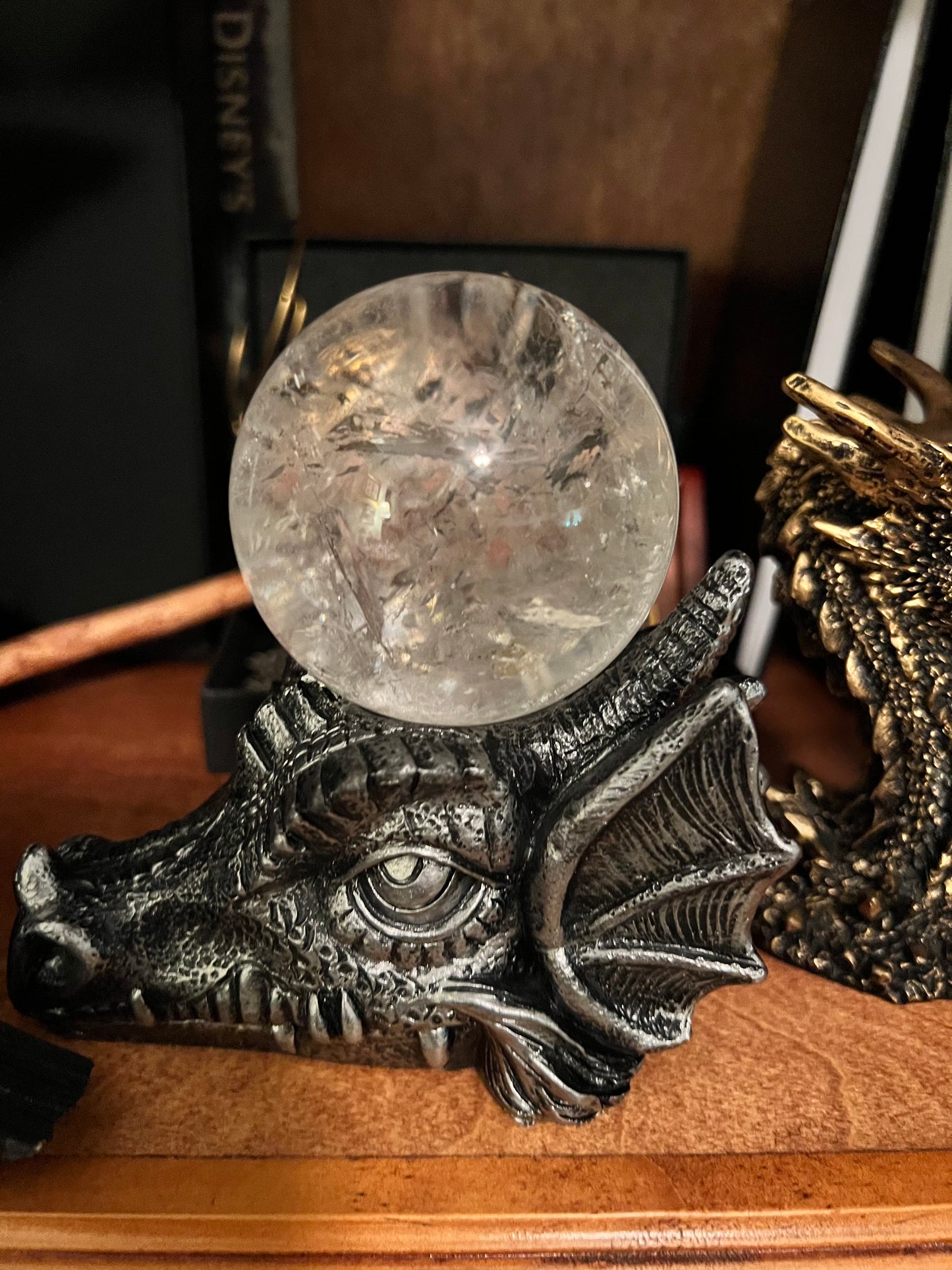 Clear Quartz Sphere with Dragon Holder