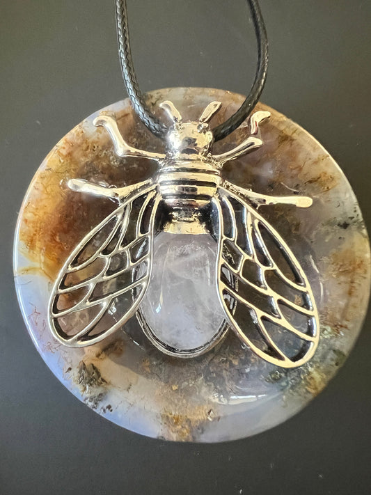 Milky Quartz Bee Pendant/Pin