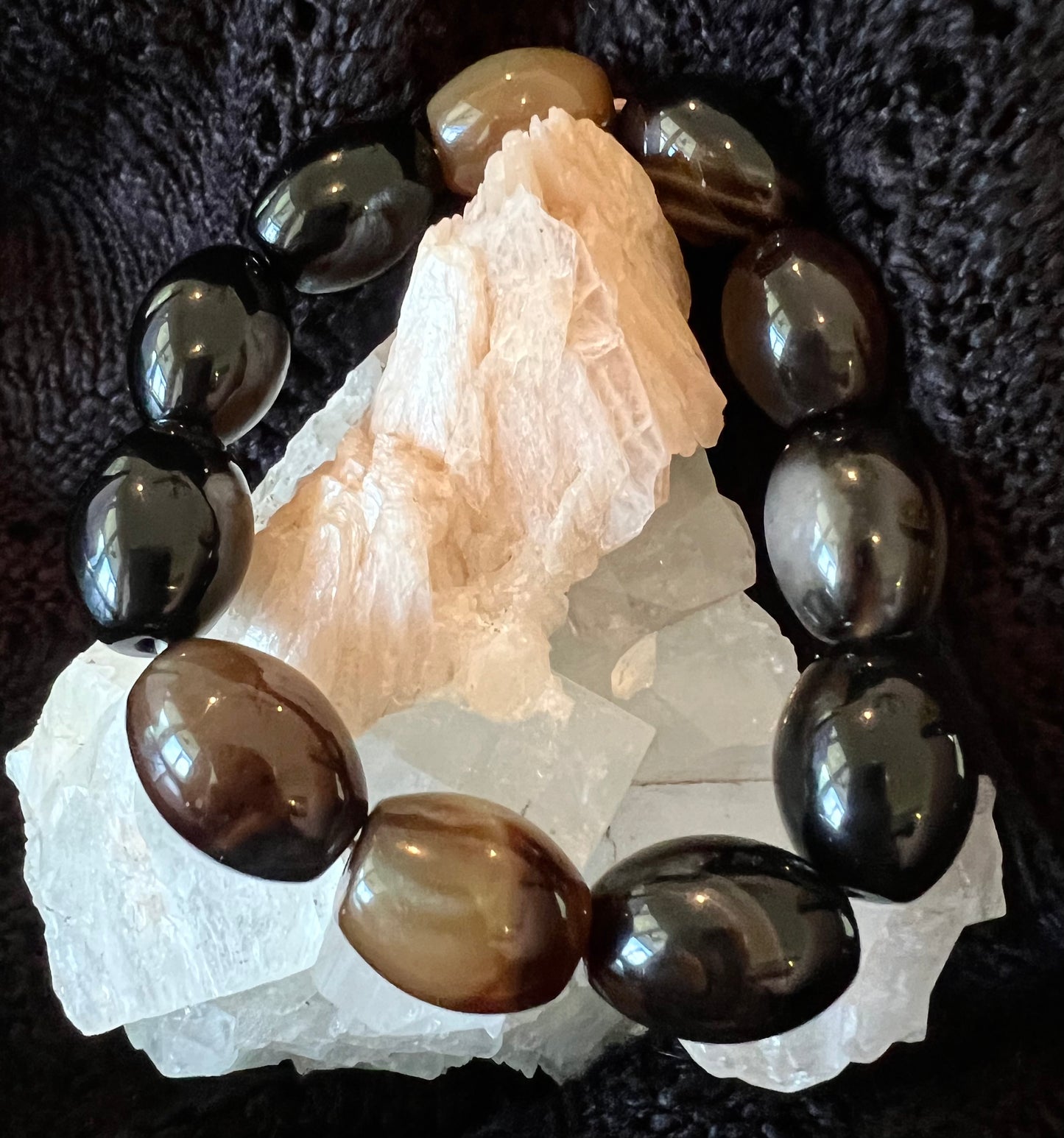 Black Chalcedony Bracelet 16x24 mm bead