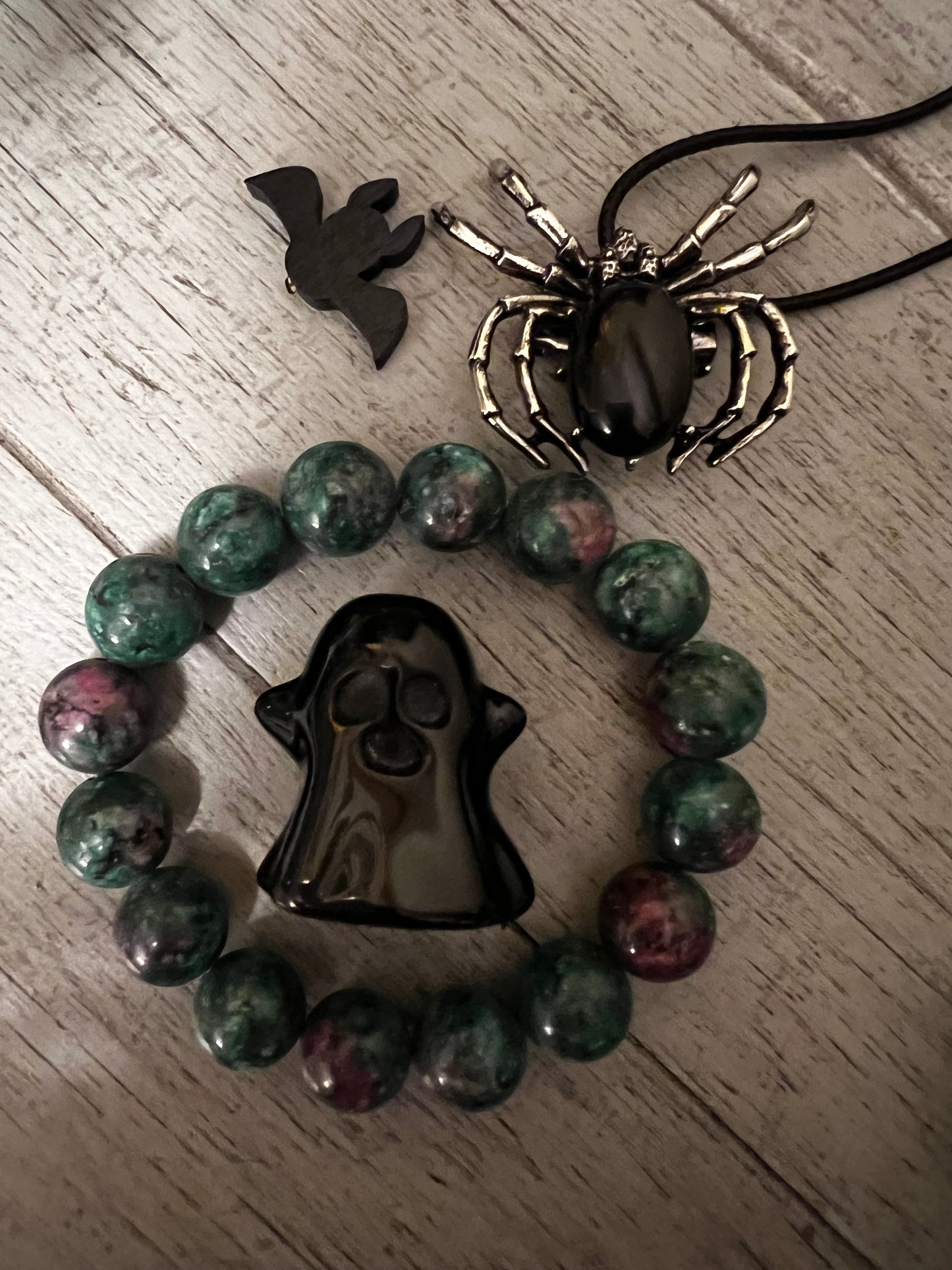 Ruby in Zoisite, Black Obsidian Set 🎃