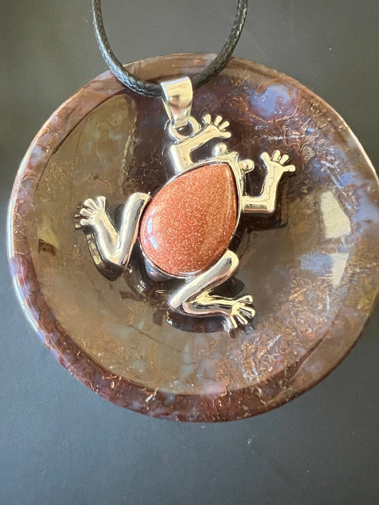 Sand Stone Frog Pendant