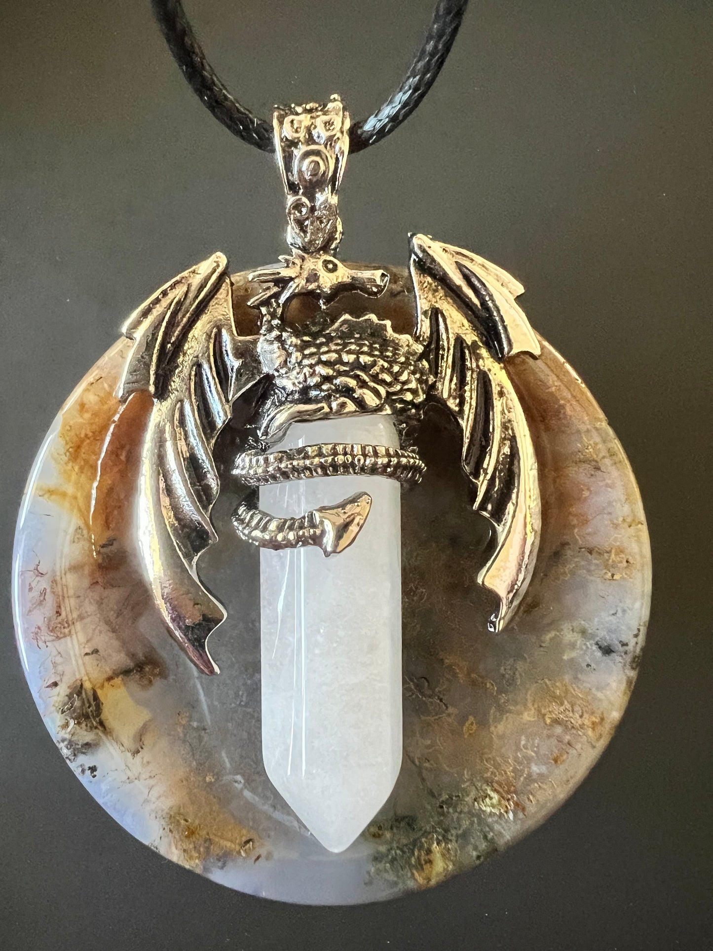 Clear Quartz Dragon Pendant