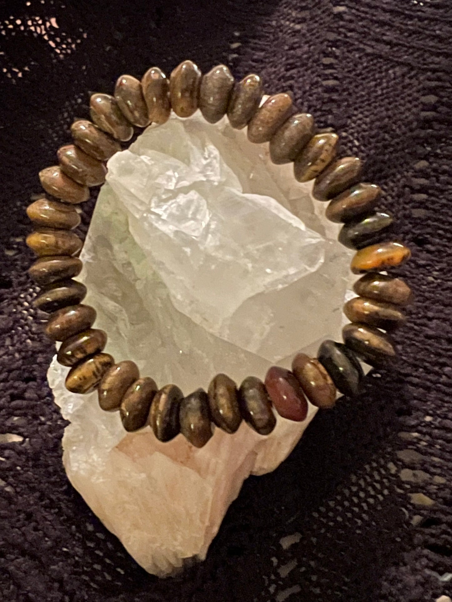 Tigers Eye Bracelet with Flat Round 12 x 15cm bead