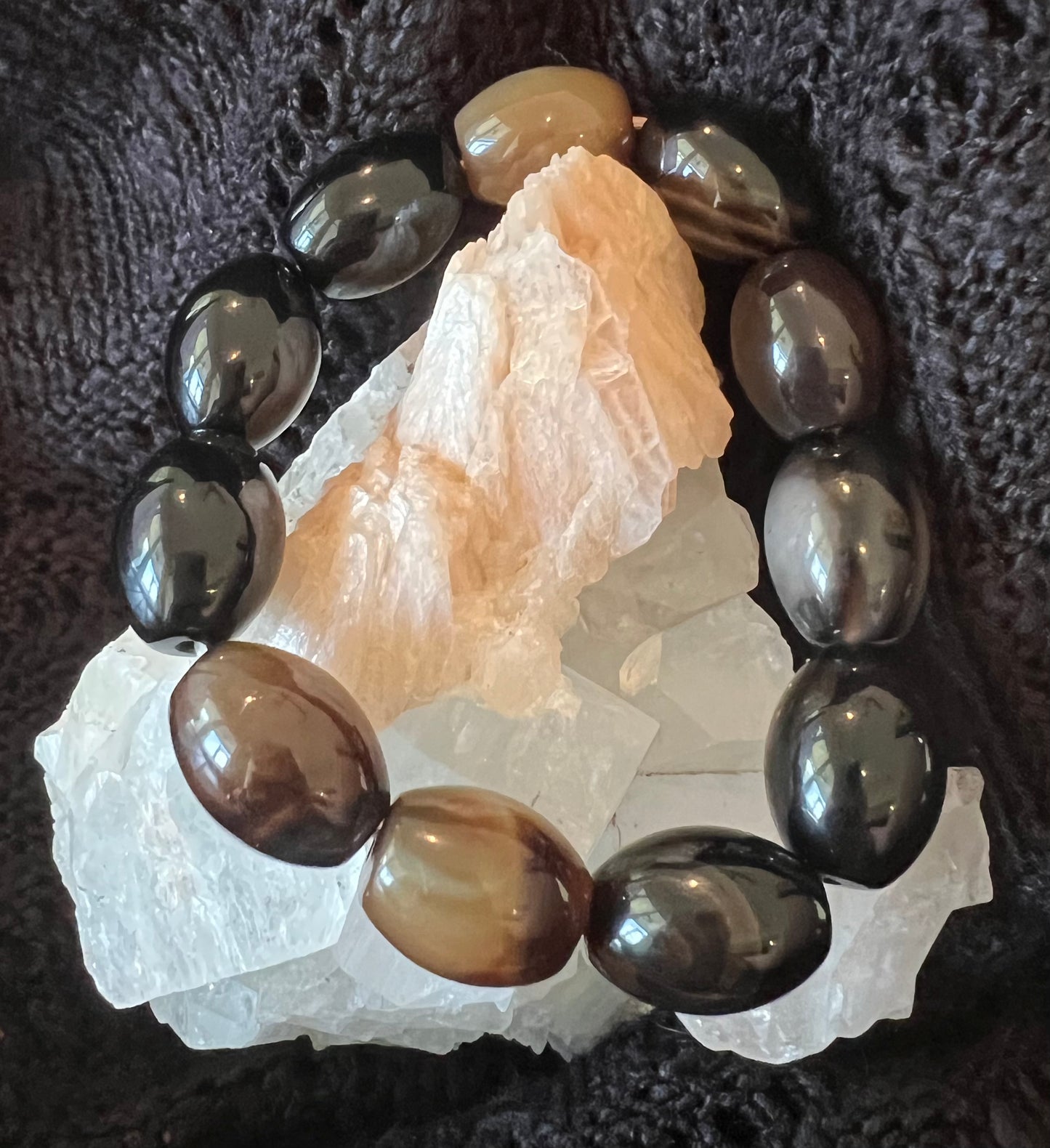 Black Chalcedony Bracelet 16x24 mm bead