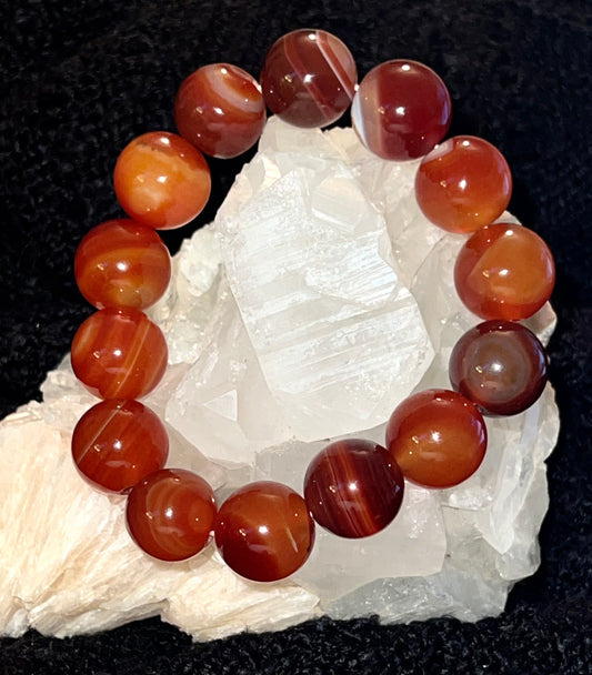 Carnelian Agate Bracelet 15mm bead