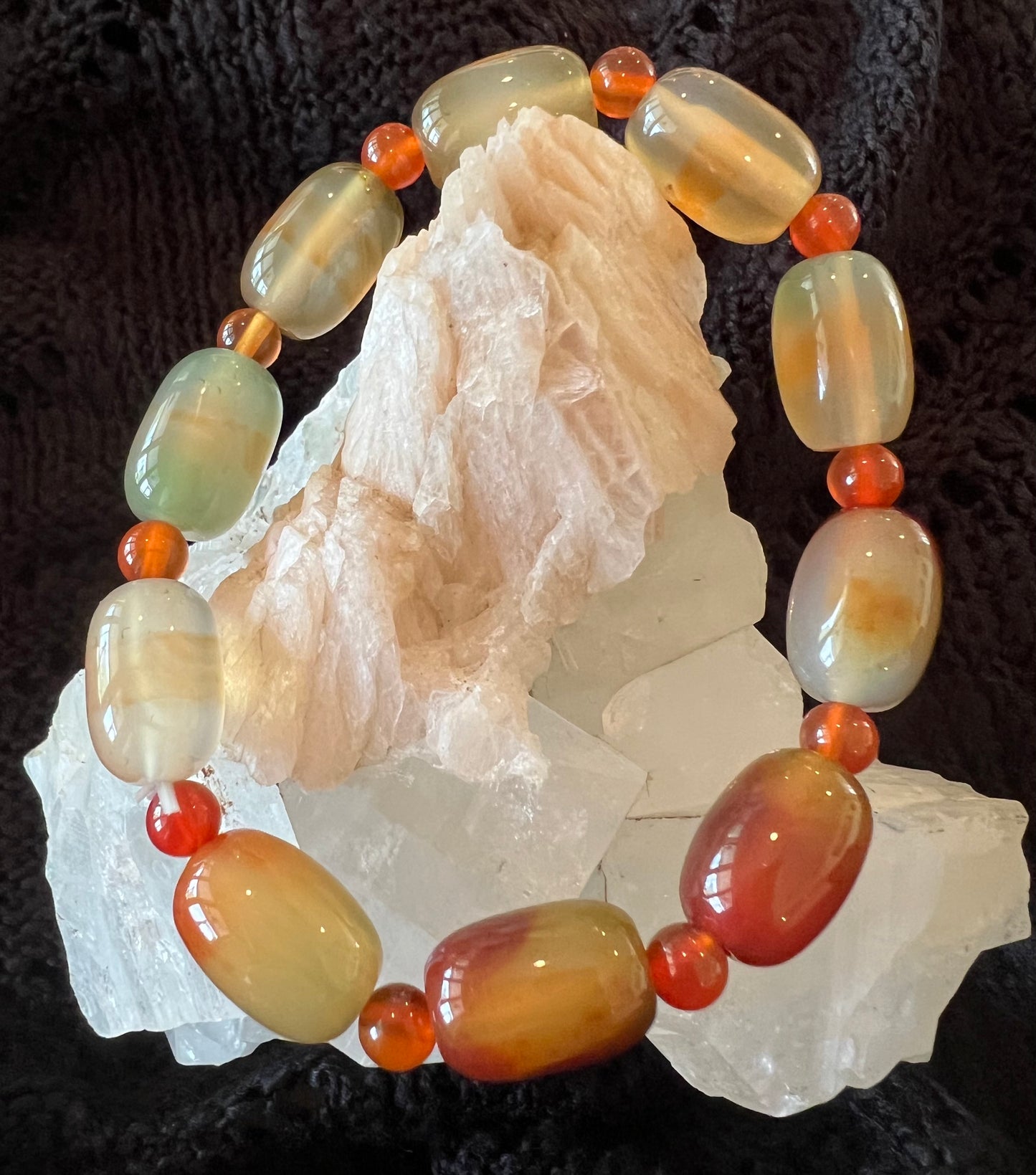 Carnelian Agate Bracelet 6mm & 12x25mm bead