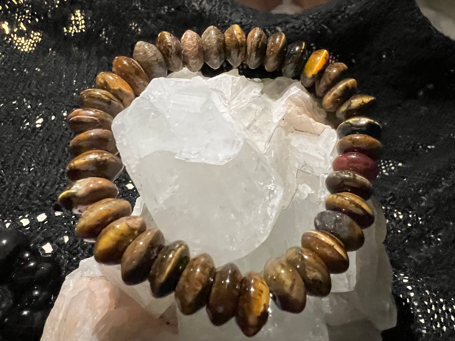 Tigers Eye Bracelet with Flat Round 12 x 15cm bead