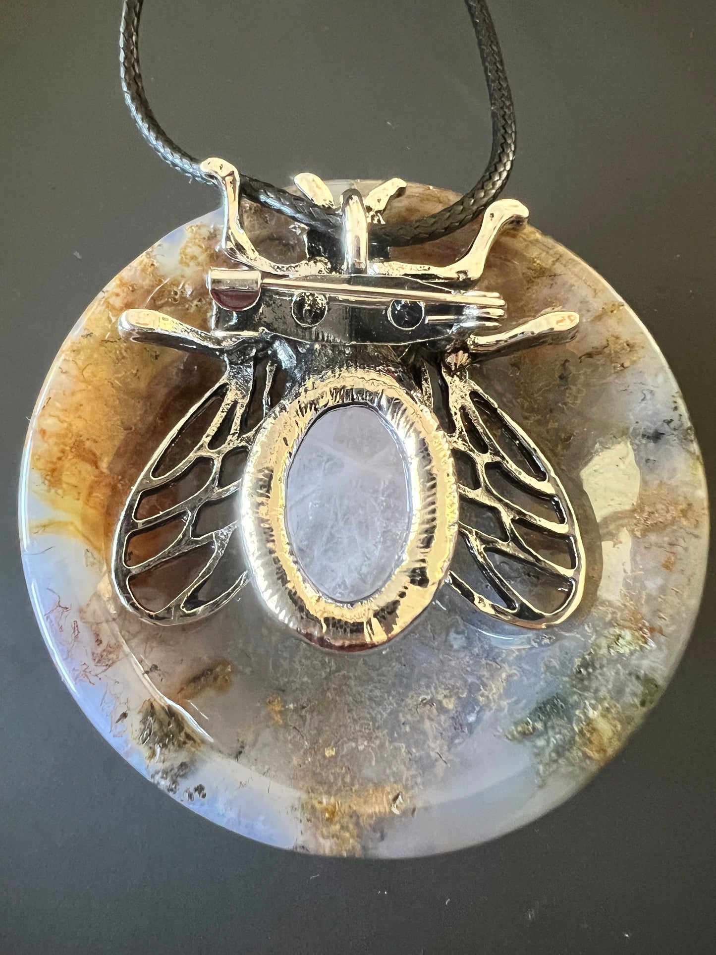 Milky Quartz Bee Pendant/Pin