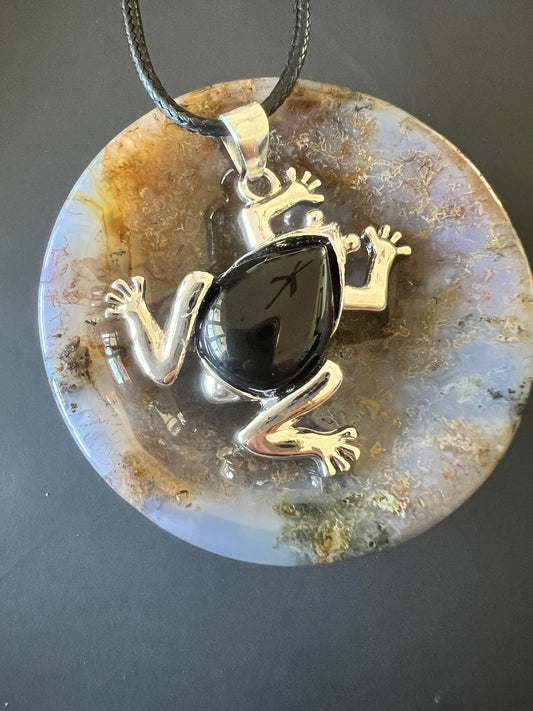 Black Obsidian Frog Pendant