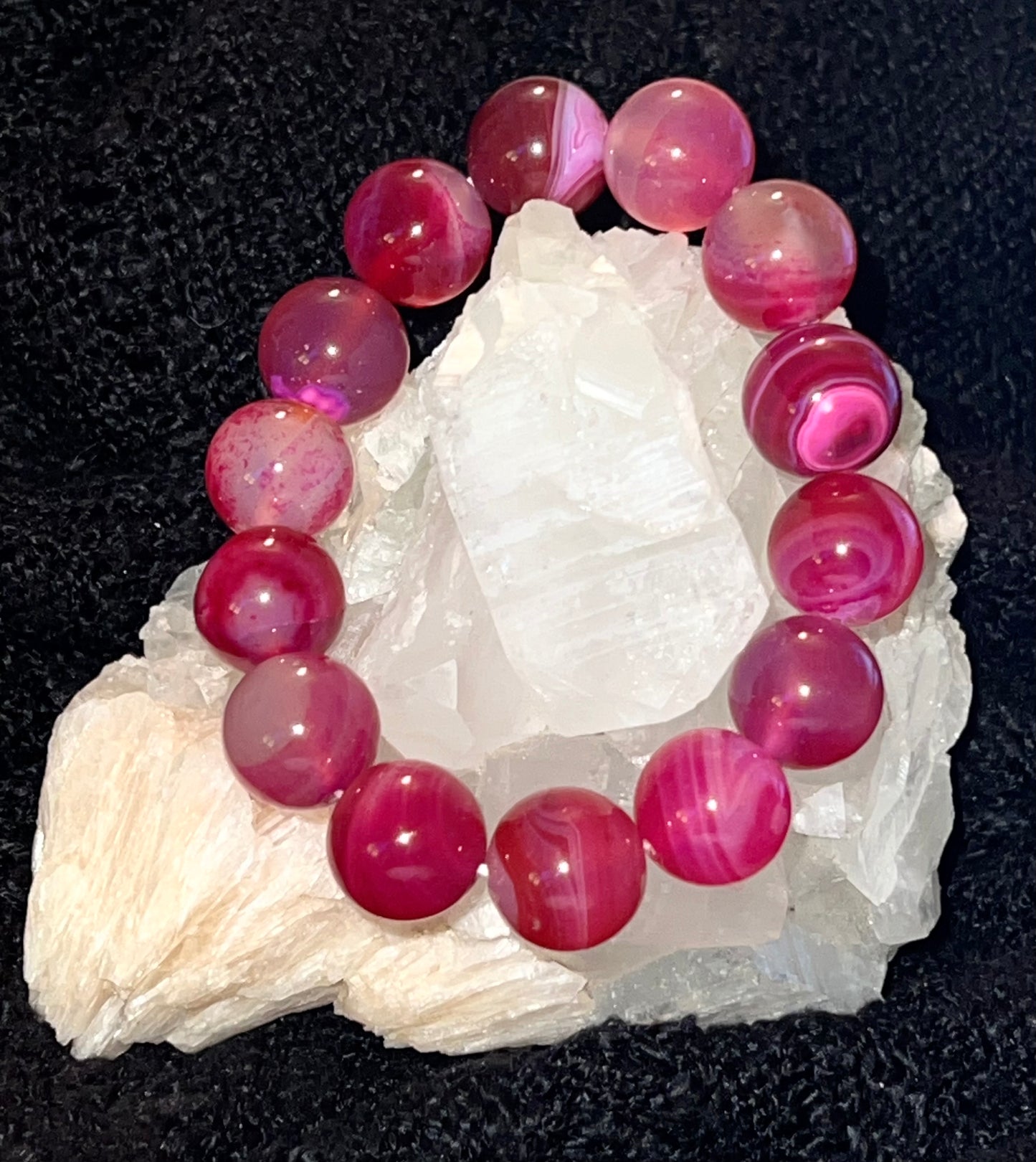 Pink Dyed Agate Bracelet 15mm bead